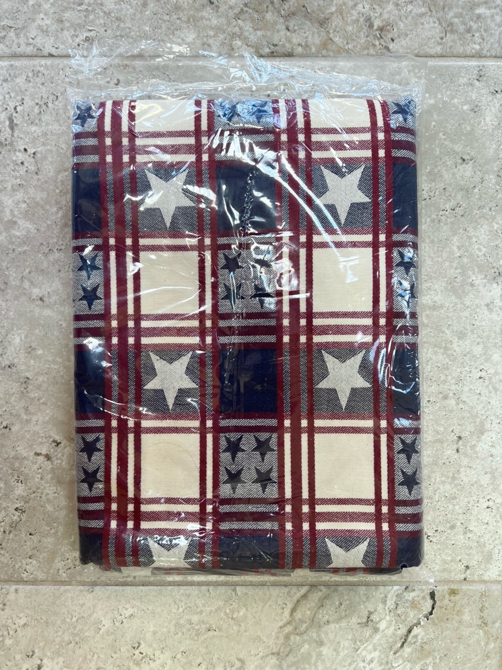 Pampered Chef NWT Patriotic Stars Stripes Table Cloth Red White Blue 58x80 - Picture 1 of 5